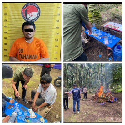 Kembali Barak Narkoba di Dusun Banrejo Kecamatan Sei Bingai Diratakan oleh Polres Binjai